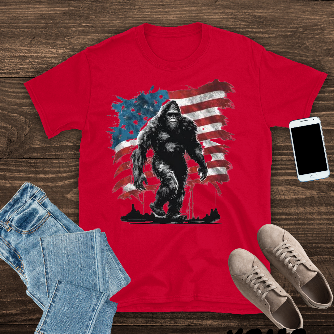 Bigfoot American Flag T-Shirt