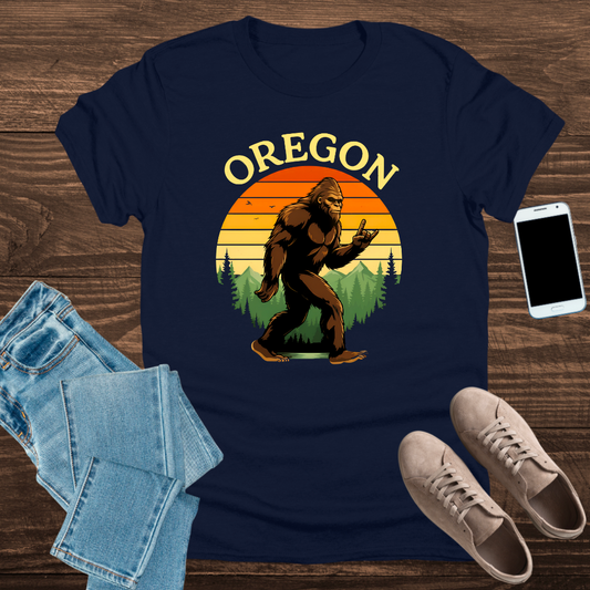 Oregon Bigfoot  Retro Sunset Tee