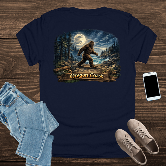 Oregon Coast Moonlit Bigfoot T-Shirt